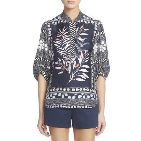'Chrystie' Print Silk Top