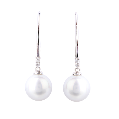 Yoko London White Gold Pearl and Diamond Drop Earrings