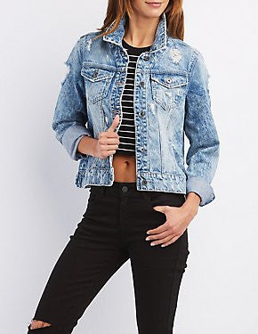 Destroyed Acid Wash Denim Jacket