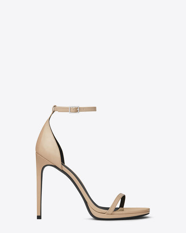 Saint Laurent Classic Jane Ankle Strap 105 Sandal in Powder Patent Leather