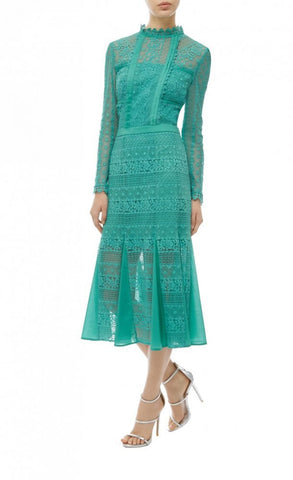 Temperley London Desdemona Lace Dress in Jade