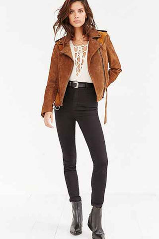 Ecote Genuine Suede Spliced Western Jacket