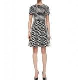 Mixed Direction Chevron Jacquard Dress