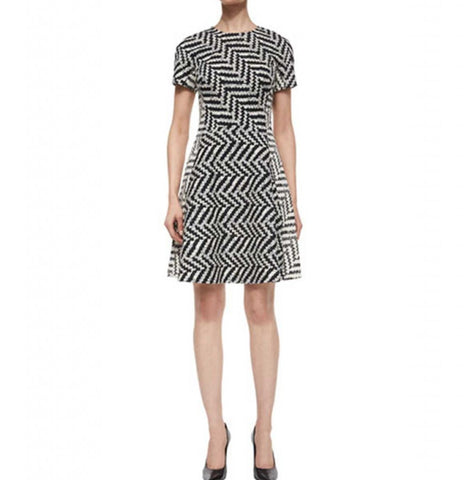 Mixed Direction Chevron Jacquard Dress