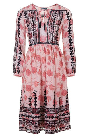 Embroidered Print Midi Dress