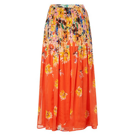 L.K. Bennett - Thea Orange Floral Midi Skirt